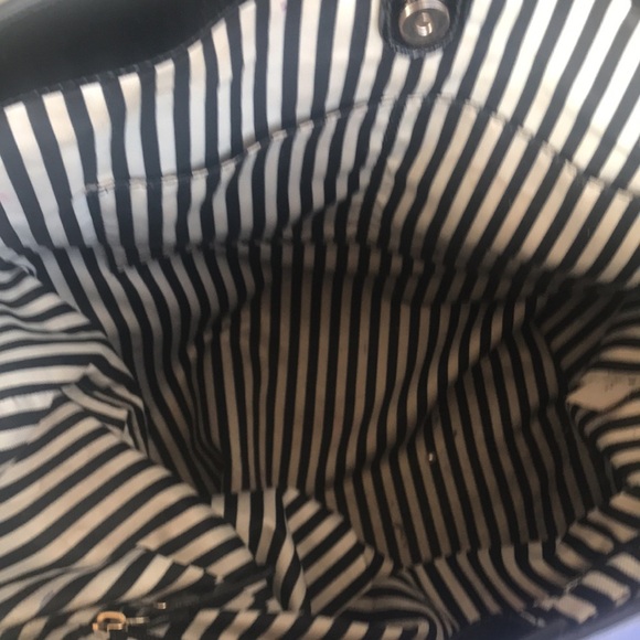 KATE SPADE ♠️ ROYAL BLUE W/BLACK TRIM LARGE LEATHER TOTE SHOULDER BAG PURSE - Picture 8 of 9